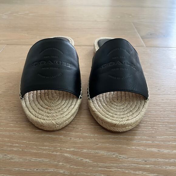 Coach Genuine Black Leather Cailin Espadrille Sandals Shoes in Ladies Size 8.5 - Picture 6 of 10